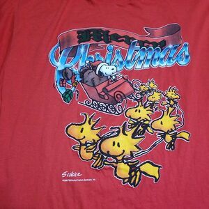 Vintage ARTEX Merry Christmas t-shirt UNISEX One size ‎ Snoopy Woodstock PEANUTS